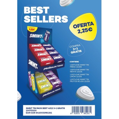 CHU SMINT TINPACK BEST 3+1 GRATIS (48u)